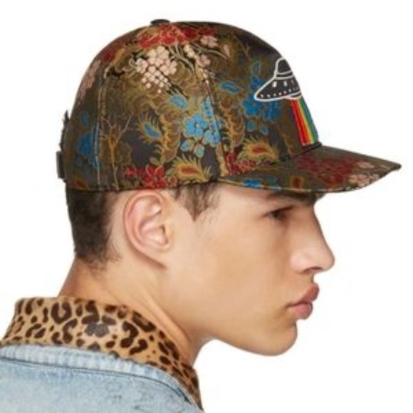 New Gucci UFO Fall '17 Collection Rainbow Floral Embroidery Baseball Cap Hat NWT - Picture 3 of 16